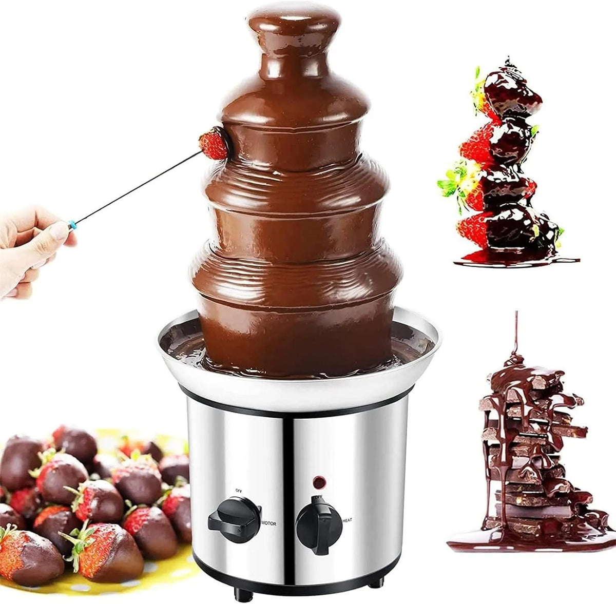 Chocolade fondue machine met 22 x 22 x 43 cm, 170 W, 3 uur, 15 minuten en RVS