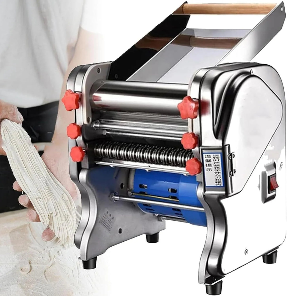 Elektrische pastamachine, 550 W, 220V, 20.3KG, Commerciële Elektrische Noedelpers RVS Deegrol &