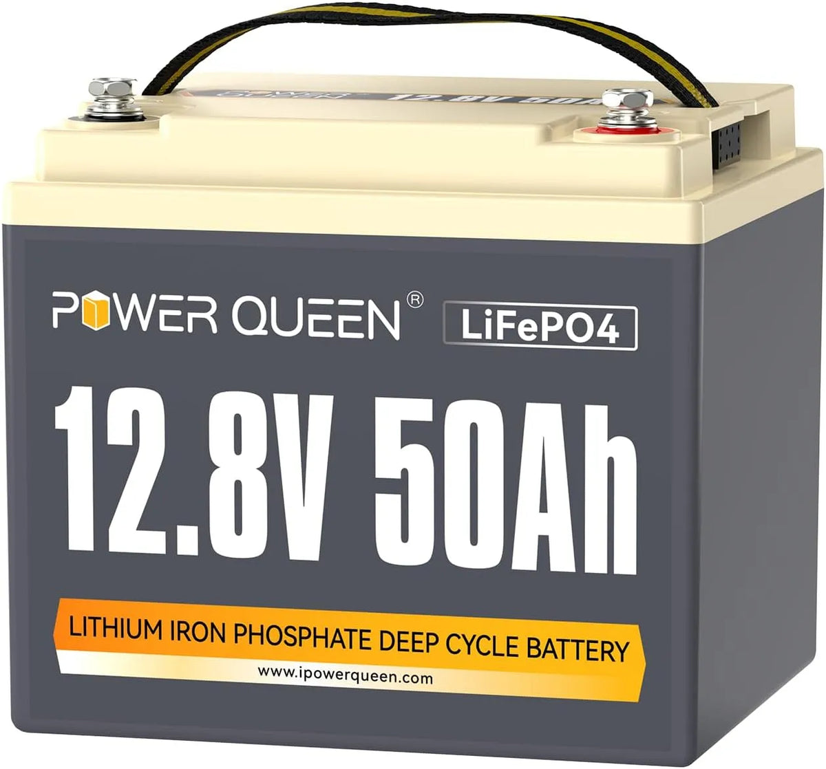 12V, POWER QUEEN 12V 50Ah LiFePO4 Accu 640Wh Lithium Batterij voor Camper, model LiFePO4