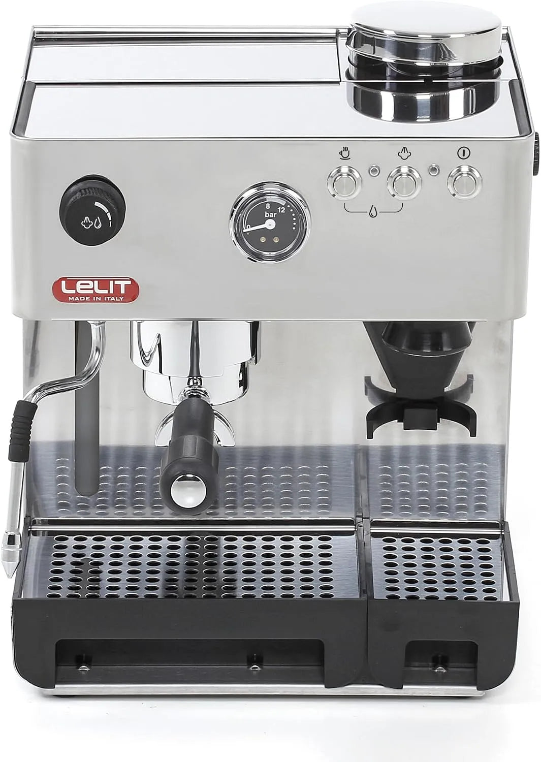 Espressomachine, PL042EMI-2G80, 2,7 liter, Gepolijst RVS, Met Melkopschuimer & Ingebouwde Molen