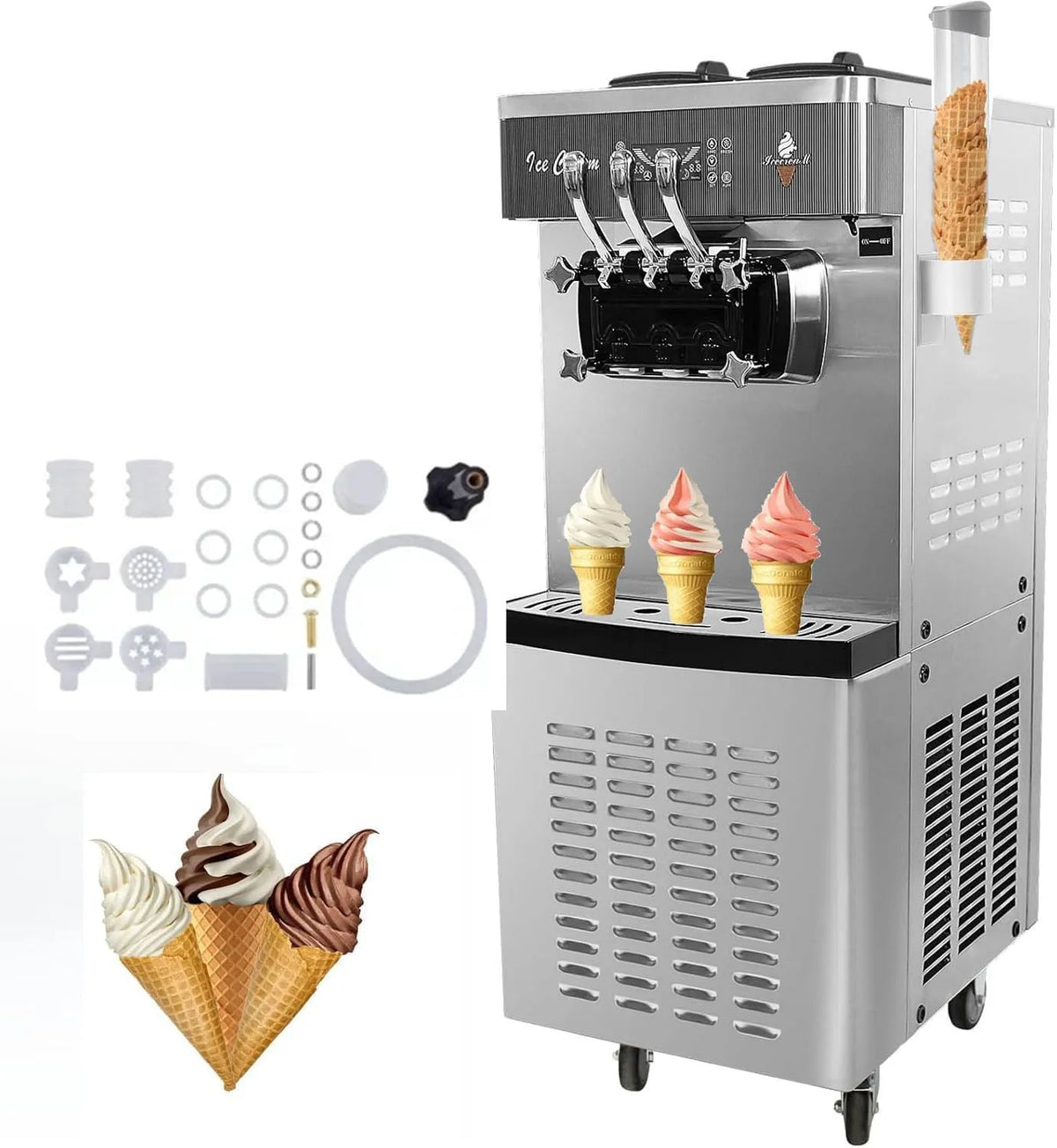 20-28 l, 2400 W, voor yoghurt, 3 smaken, harde ijsmachine, Commerciële ijsmachine