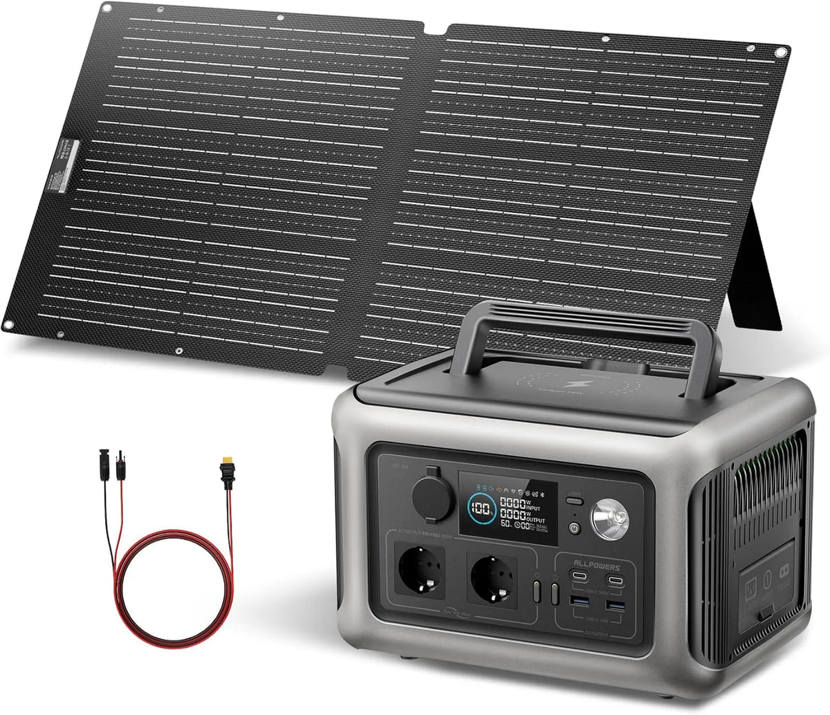 Generator, ALLPOWERS R600 zonne- R600 LiFePO4, ALLPOWERS R600 zonne-generator met zonnepaneel, 299 Wh LiFePO4, 100 W