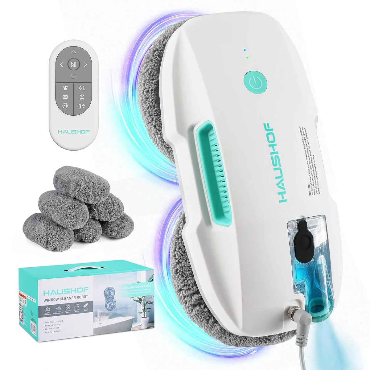 Raamreinigingsrobot met 3800Pa, 40 x 60 cm, 1 x 5M, 100 ml, 25 minuten, 3 uur, afstandsbediening en waterreservoir