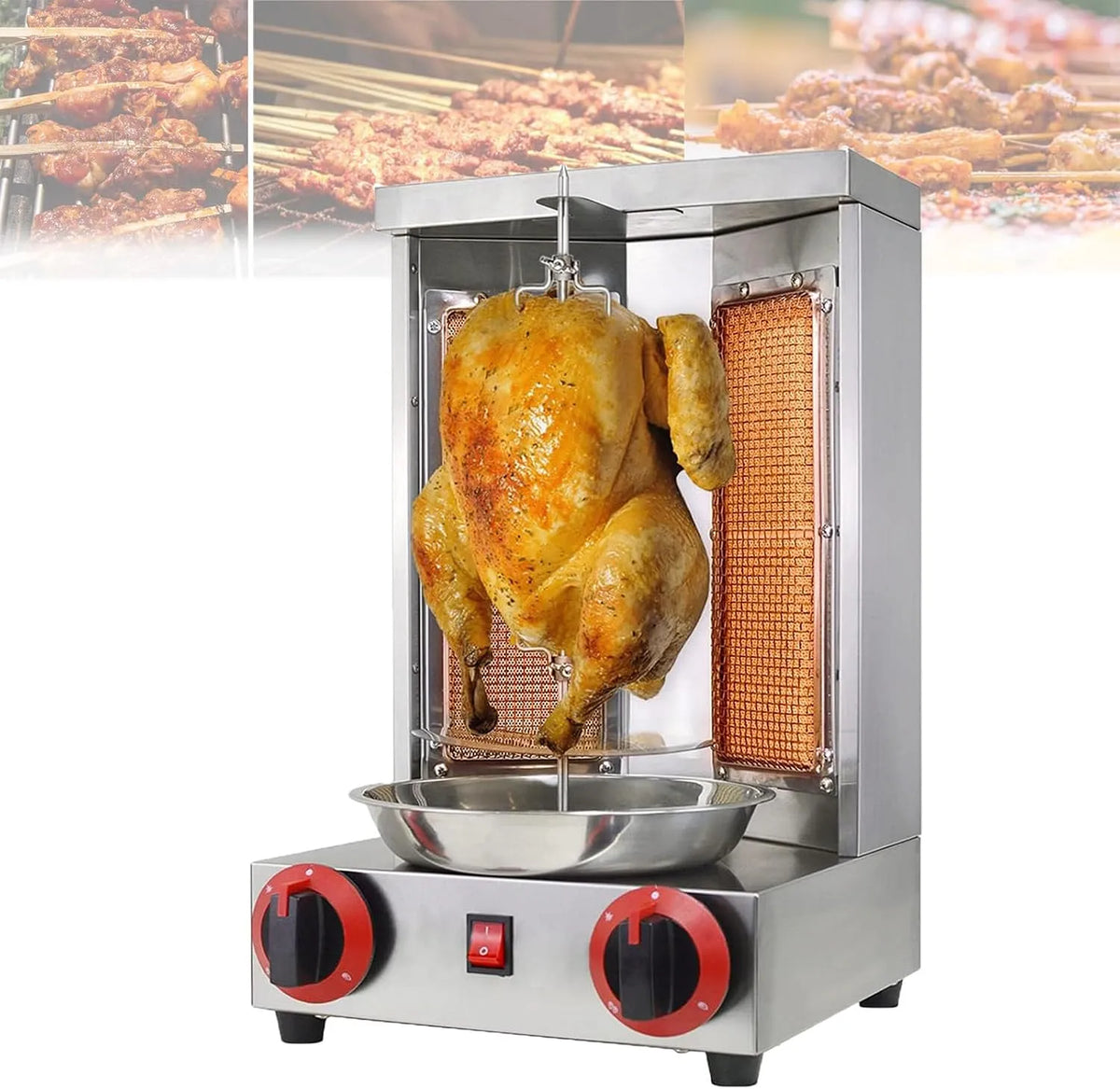 Inbouwoven, Roestvrijstalen Gas Grillers Thuis Rotisserie Oven, Verwarmt Gelijkmatig, voor Keuken Restaurant, zilver-M, Grill Kebab Machine