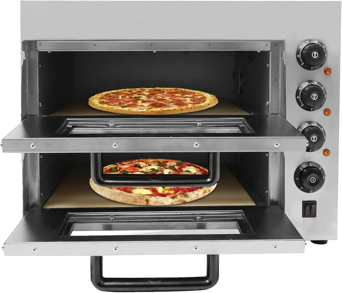 Inbouwoven met 3 kW, 50-350 °C, timer, regelbare thermostaat, RVS en zilver