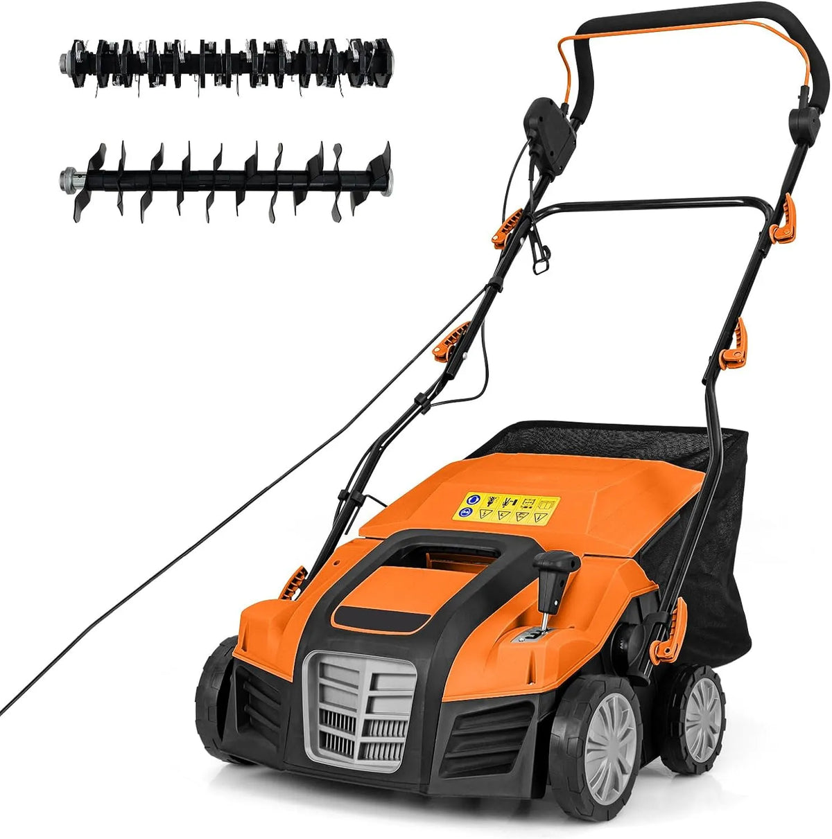Machine, 2 kW, 5 werkdieptes, 3500 rpm en opvangzak van 55 l, verticuteermachine met 3 hoogteverstellingen, 40 cm werkbreedte, inklapbare, GOPLUS