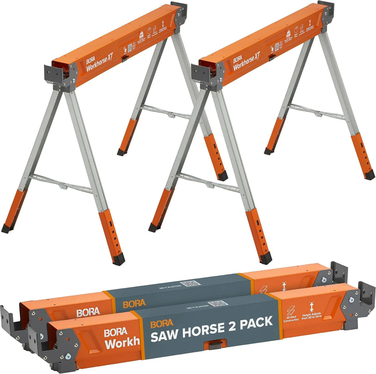 BORA Workhorse XT zaagpaarden met voor bouwplaats en werkplaats