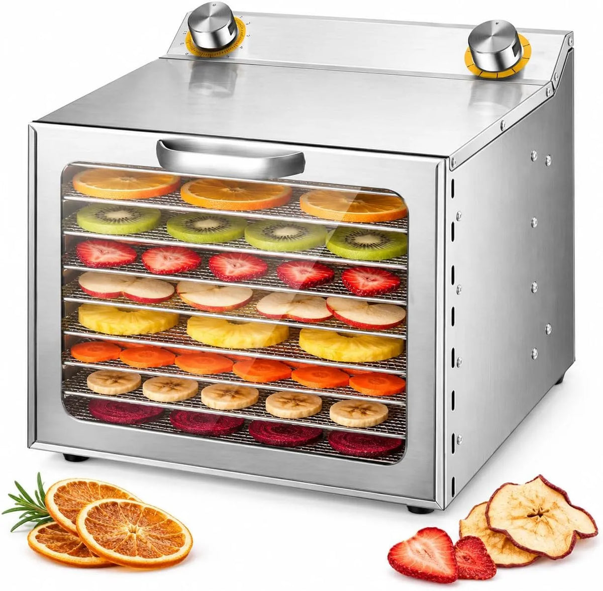 Droger met 30-90°C, 400 W, regelbare thermostaat, RVS en timer