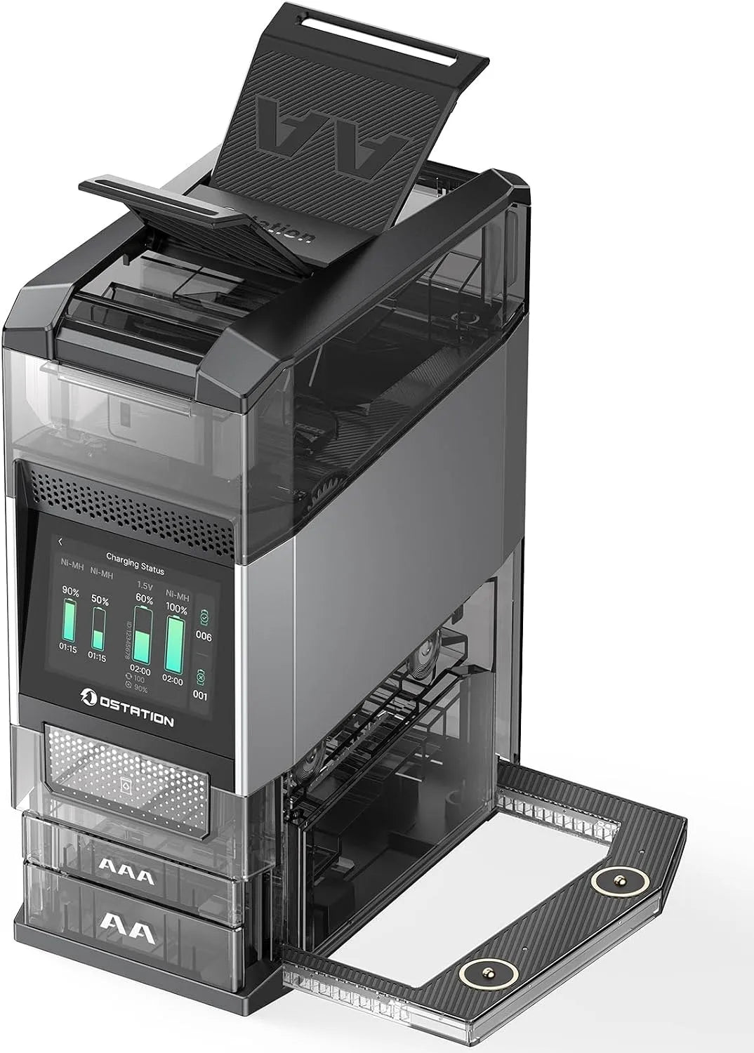 Lader, 3-in-1 Smart Charger Organizer Tester voor gamers, polariteitsvrij, camera's en slimme huizen alleen oplader