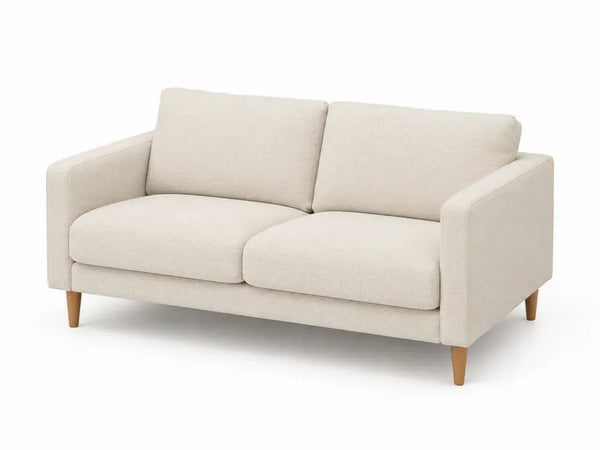 Zweisitzer Sofa rechteckig Beige Naturbraun 160 x 82 x 84 cm Polyestergewebe Kautschukholzbeine