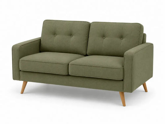 Zweisitzer Sofa rechteckig Olivgrün Naturbraun 160 x 82 x 84 cm Polyestergewebe Gummibaumholzbeine