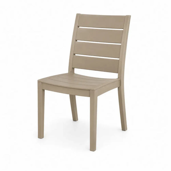 Gartenstuhl ohne Armlehnen mit Rückenlehne 48 x 55 x 88 cm HDPE-Kunststoff Lattenstruktur Taupe