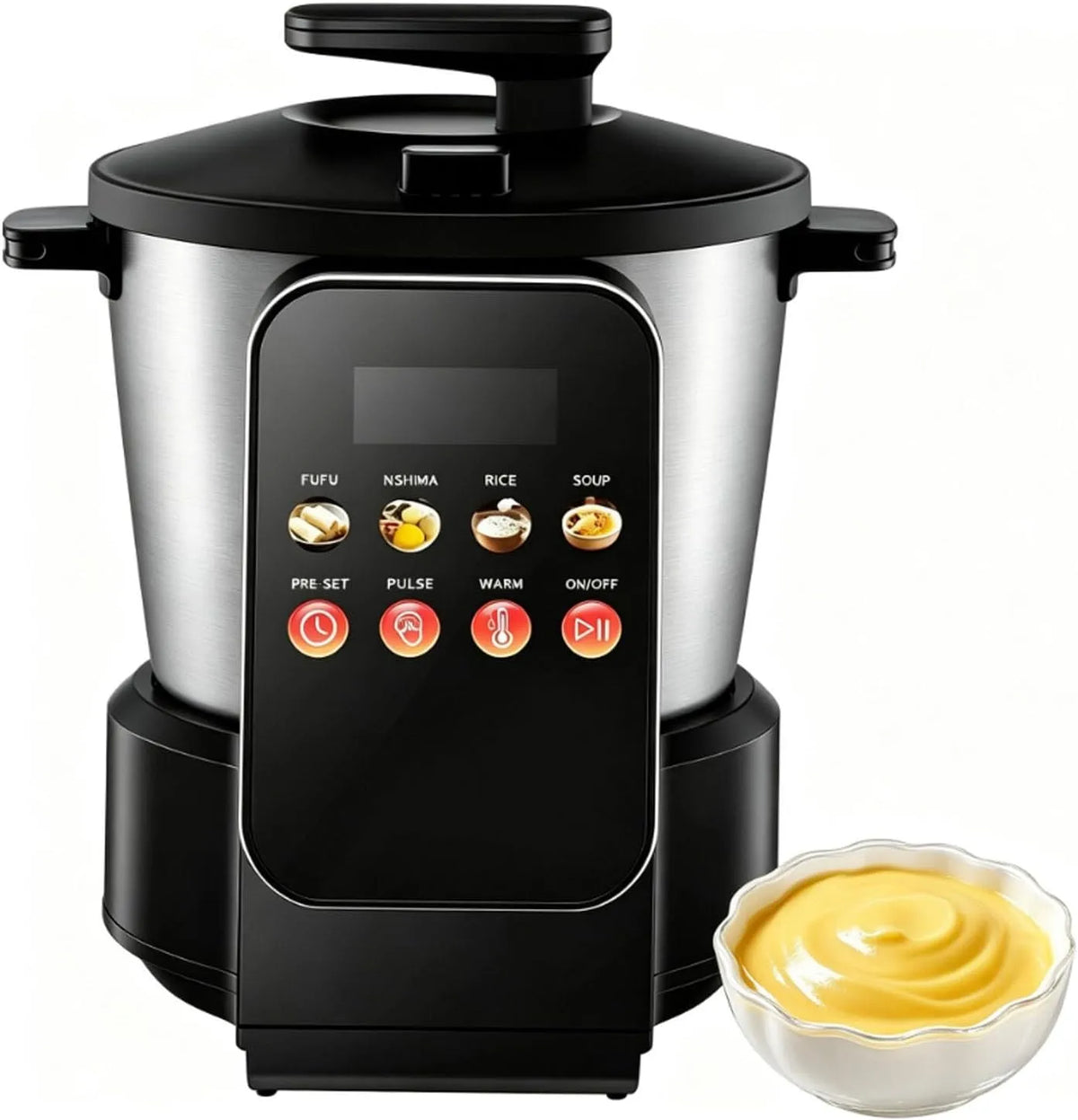 Automatische Swallow Maker voor Fufu met 900 W, 1-3 cm, 24 uur, timer, aanraakbediening en RVS
