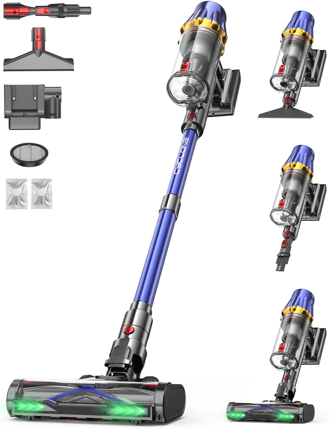 Stofzuiger met 60.000 Pa, 650 W, 80 minuten, 3000 mAh, 25 minuten, 4-in-1, aanraakbediening en waterreservoir