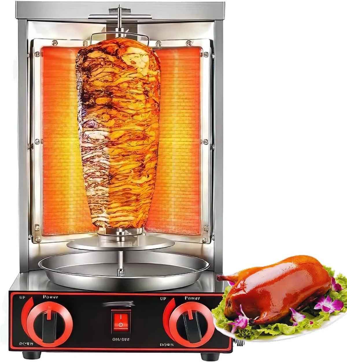 Inbouwoven, 300 °C aanpassing, 360 ° roterende oven voor het koken van kebab, elektrische shoarmamachine