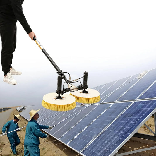 Machine, elektrische stokset met dubbele kop, watervoorziening voor effectieve reiniging op zonne-energie