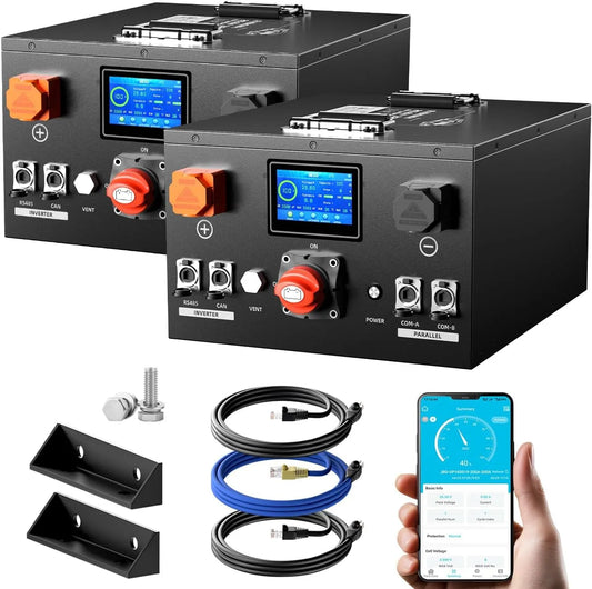 LiFePO4 24 V 320 Ah camperaccu, 8192 Wh, 8000+ cycli en 10 jaar levensduur, offgrid, 200 A, voor campers, LiFePO4 24 LiFePO4 CAN/RS485