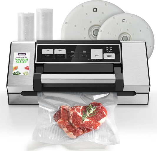 Vacuümsealer met 95 kPa, 140 W, 20 l, 20 x 40 cm, 28 x 40 cm, 12-in-1, digitaal display en RVS
