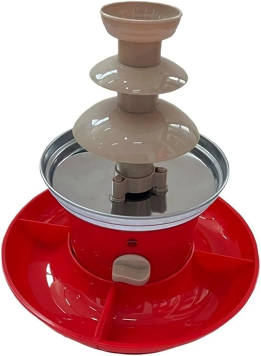 Laags Machine met 26,5 x 26 x 26 cm, RVS en rood, Chocoladefontein Minifondueset