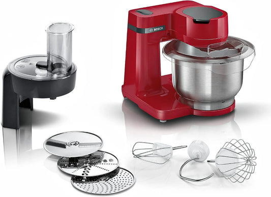 Keukenmachine MUMS2ER01 met 3,8 l, RVS, rood en transparant, MUM Serie 2 keukenmachine