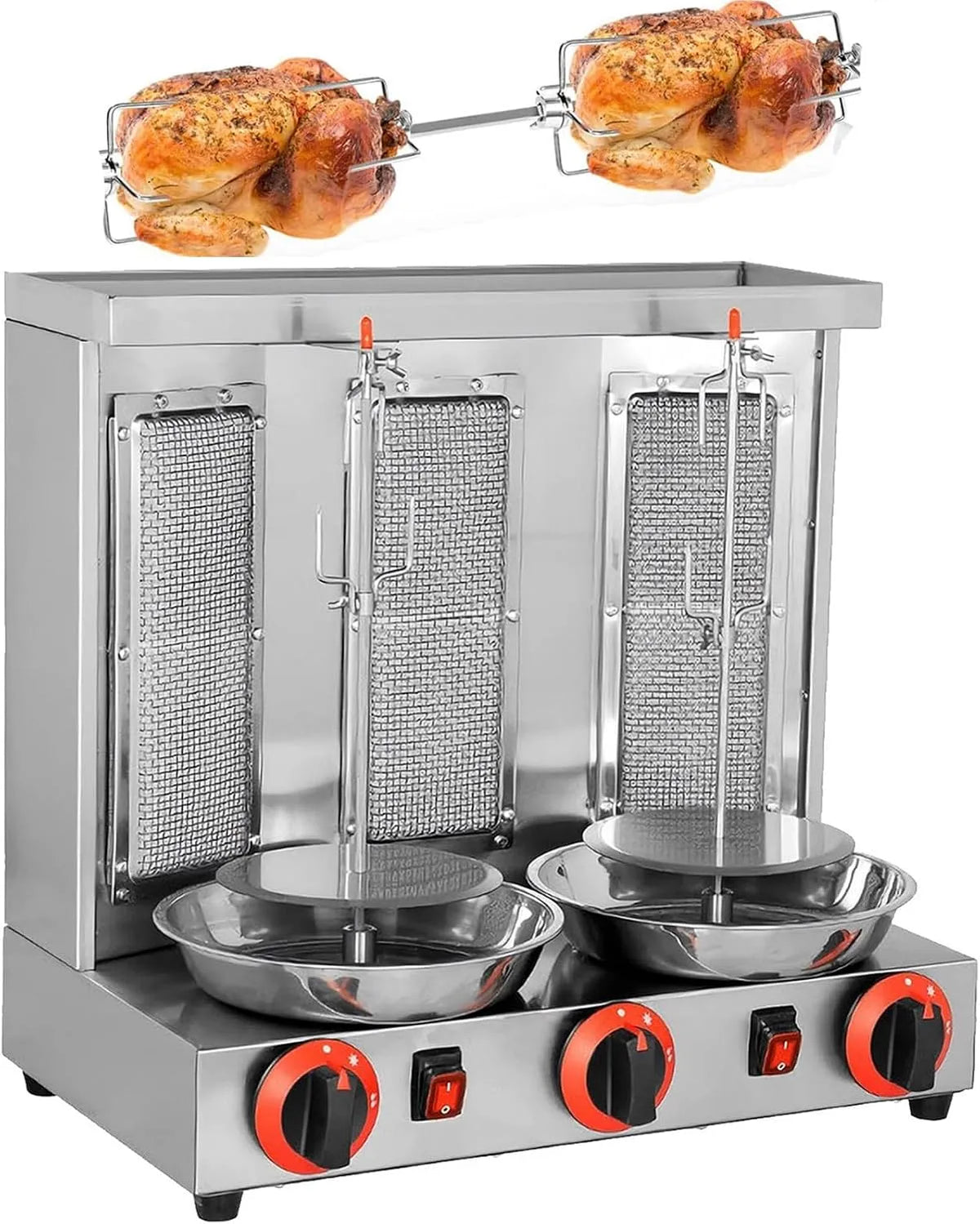 Barbecue, zilver, Barbecue Kookgerei Machine, Machine Verticale Kebab Vleesgrill Roestvrijstalen branders Rotisserie