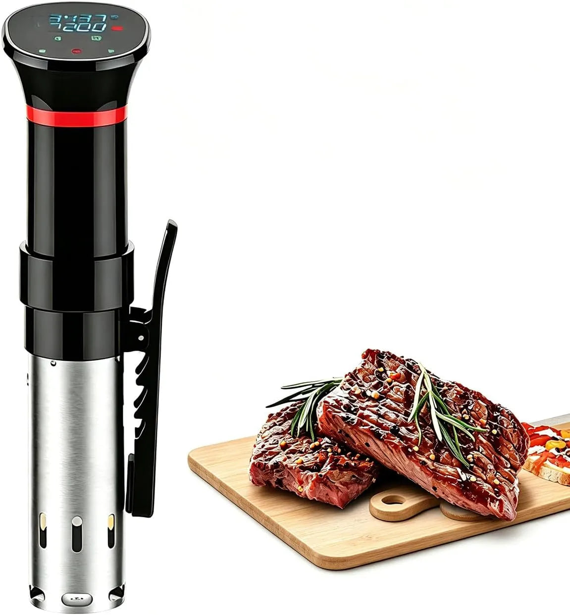 Slowcooker met 1000 W, 25°C, 99°C, 0-99,59 uur, 1-2 cm, timer, RVS en zwart
