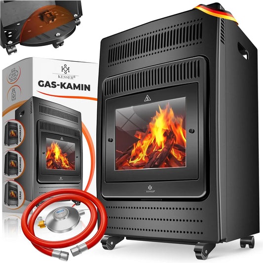 Gaskachel met 3,4 kW, 3400 W, 11 kg, veiligheidssysteem, voor binnen en buiten en zwart