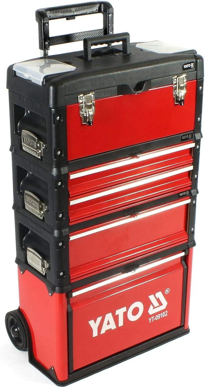 Gereedschapstrolley 3 modules + extra gereedschapskist module. met 420 x 220 x 150 mm, 390 x 210 x 130 mm, 390 x 210 x 65 mm, 410 x 210 x 280 mm