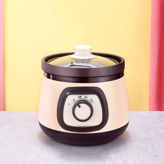 Slowcooker, 150 W, Elektrische slowcooker 1,5 l keramische voering stoofpot, bruin