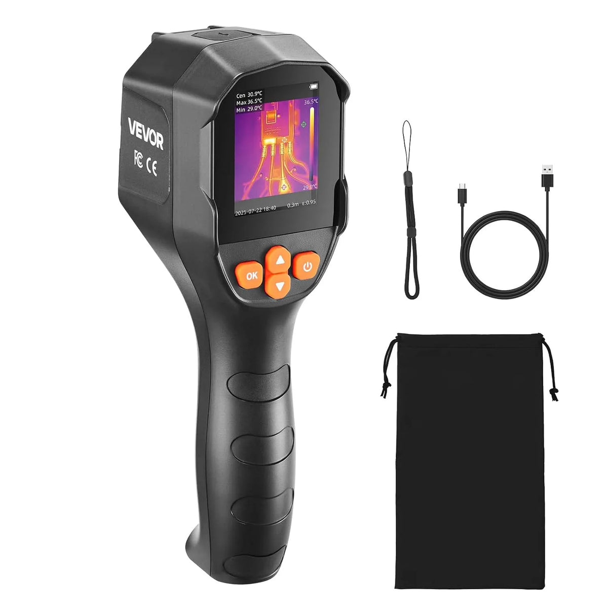 MP visuele camera x180 x96 met 25 HZ en digitaal display, TISR superresolutie 240x180, warmtebeeldcamera met 2MP visuele camera