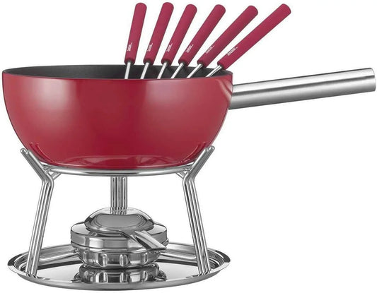 Spring Fondueset met 2 l, 23 cm, aluminium en rood, aluminium inductie