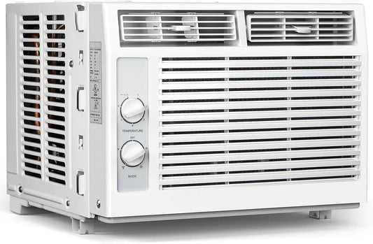 Mobiele airconditioner, koelt tot 150 m2, 2 ventilatiestanden, geluidsarm airconditioner voor raam met mechanische bediening, compact