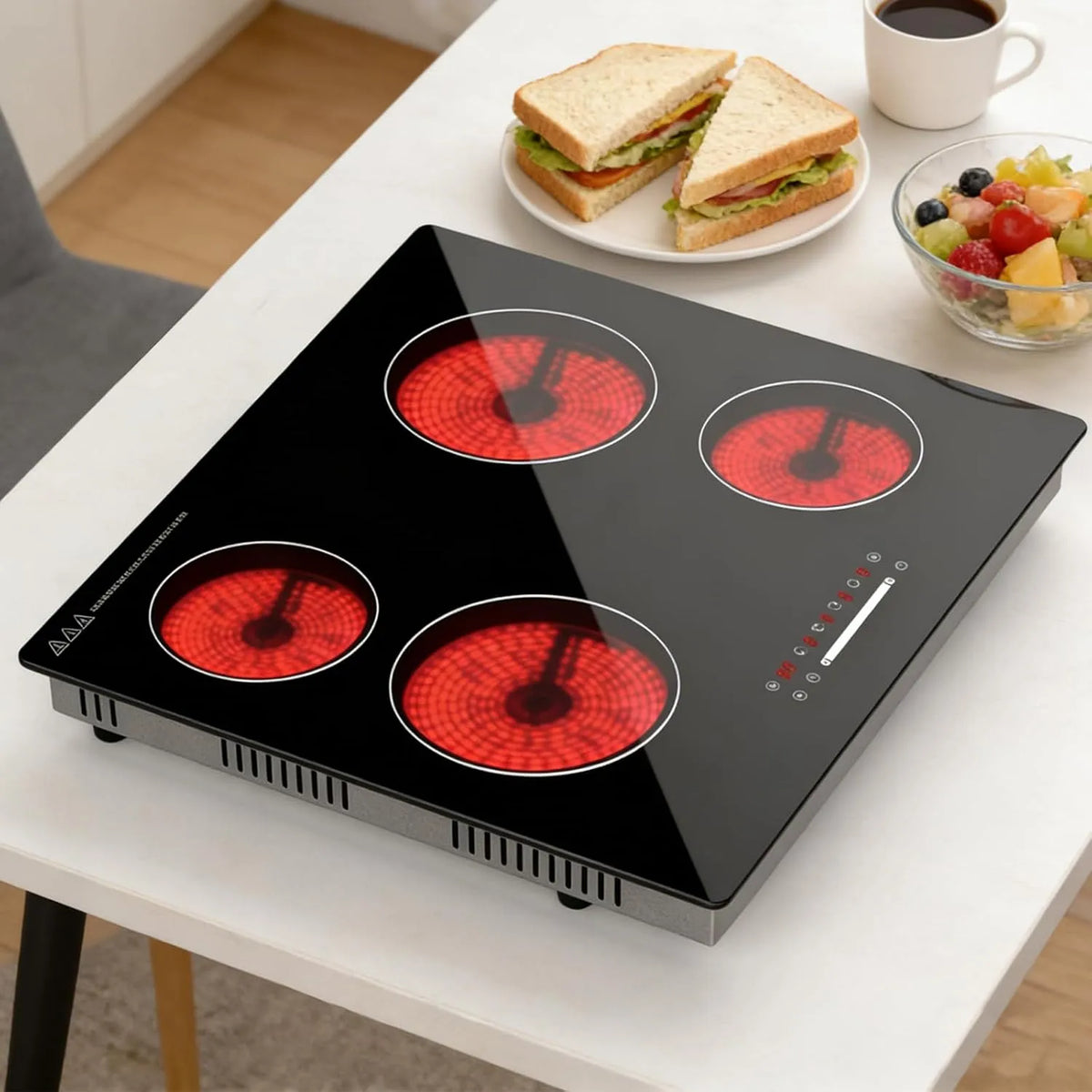 Kookplaat met 560 x 490 mm, 6000 W en Aanraakbediening, elektrische kookplaten 4 branders