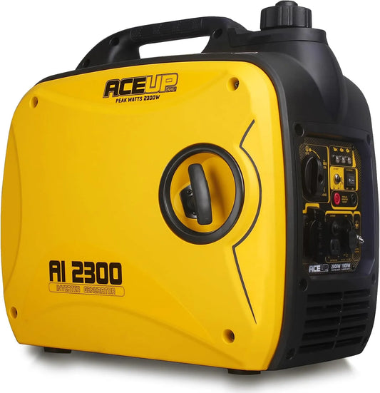 Aceup Energy Inverter stroomgenerator, 19,8 kg, met USB 230 V, 4-taktmotor, geluidsarm benzine, licht, 2000 watt, 12 V stopcontacten