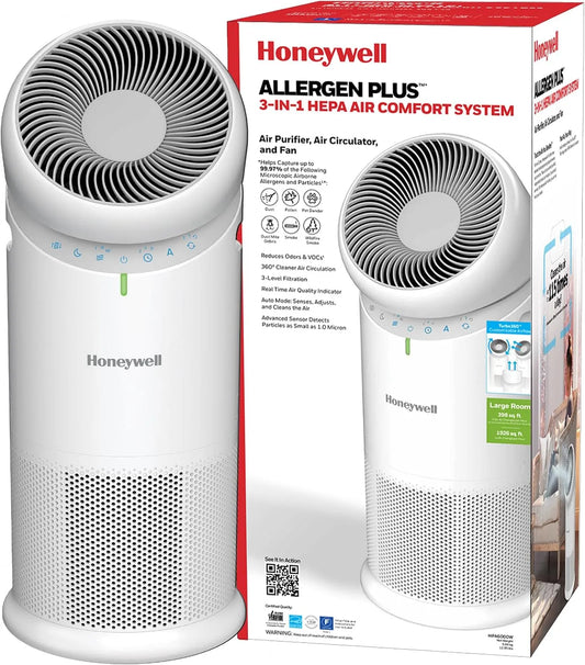 Luchtreiniger en Ventilator, Honeywell Allergen Plus HPA6000 3-in-1 HEPA-luchtreiniger, slaapmodus, 1928 m2
