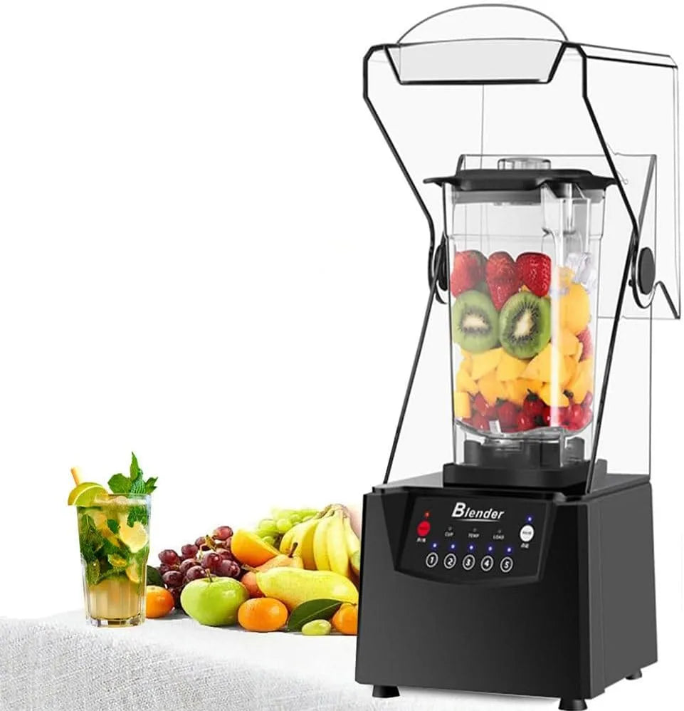 Blender, Kan En Deksel Van 70 Oz,2*CrushedCup, geluidsarm Commerciële Blender Met Geluiddicht Schild, Snelle Blenders Zwart