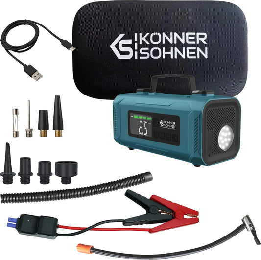 Lamp JSP-2000 met 22 l, 4-in-1 en digitaal display, K&S Könner&Söhnen KS JSP-2000 Autocompressor met startapparaat