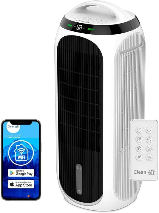 Luchtkoeler CA-106 met 3 snelheden en afstandsbediening, luchtbevochtiger en ventilator CA-106 Smart. Zonder afvoerslang
