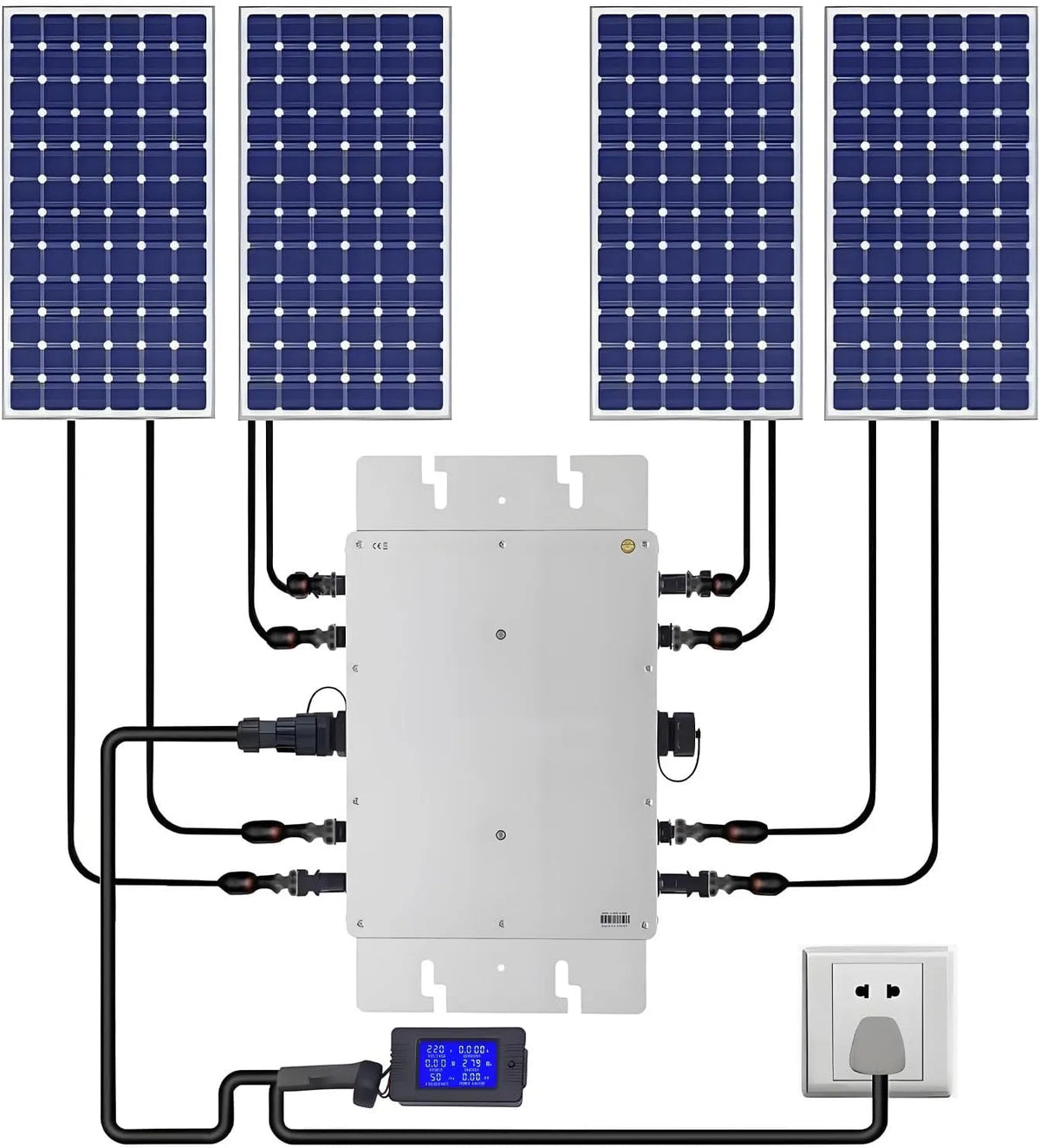 Spanningsomvormer, 1200 W 1400 W 1600 W Micro-omvormer, met wifi-monitoringsysteem via mobiele telefoon 1200 W, zonne-micro-omvormer, netgekoppelde