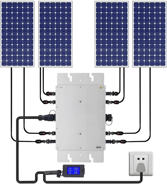 Spanningsomvormer, 1200 W 1400 W 1600 W Micro-omvormer, met wifi-monitoringsysteem via mobiele telefoon 1200 W, zonne-micro-omvormer, netgekoppelde