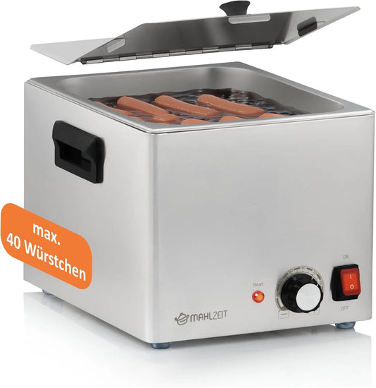 Mahlzeit roestvrij stalen worstenwarmer elektrisch met 1200 W, 0 °C, 85 °C, 128 cm, 24 cm, 15 cm, 220-240 V en 2,5 cm