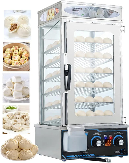 Voedselstomer, 2200 W Elektrische Gestoomde Broodjesmachine, 30-110 °C Temperatuurbereik + 0-120 Minuten Timing, Voedselstoomverwarmer