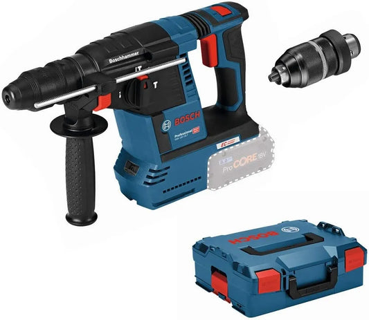 Bosch Professional, lader, 18V, diepteaanslag, wisselboorhouder SDS plus, incl. extra handgreep, machinedoek, in L-BOXX