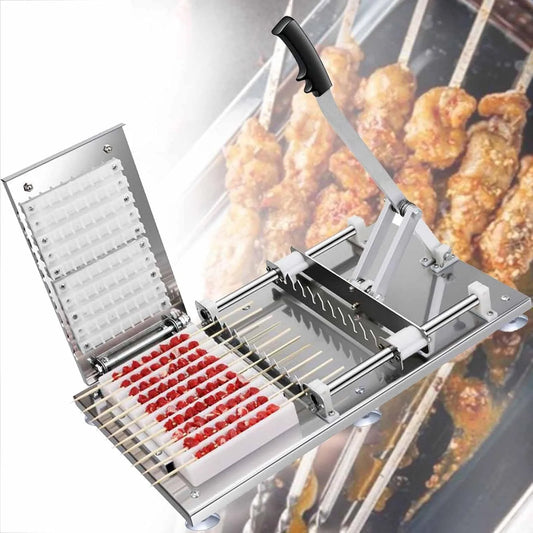 Barbecue met 35 x 58 x 19cm, waterreservoir en RVS, Roestvrijstalen Lamsspiesjes En Bamboespiesjes