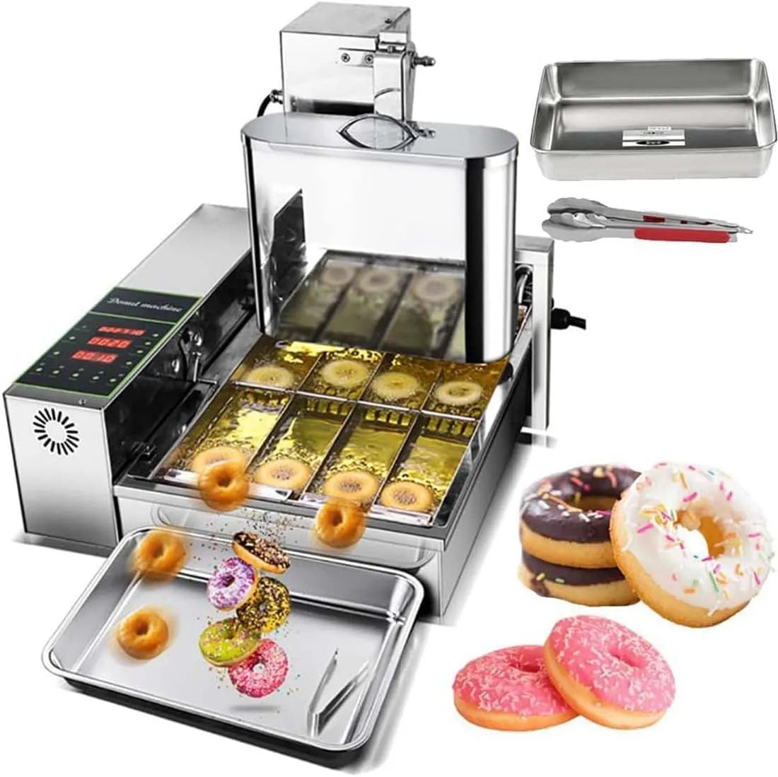 Donut Making Machine met 2000 W, 72 x 38,5 x 37,5 cm, 57 x 45 x 35cm, 220V, 50HZ, 220°C, 6L en 5,5L