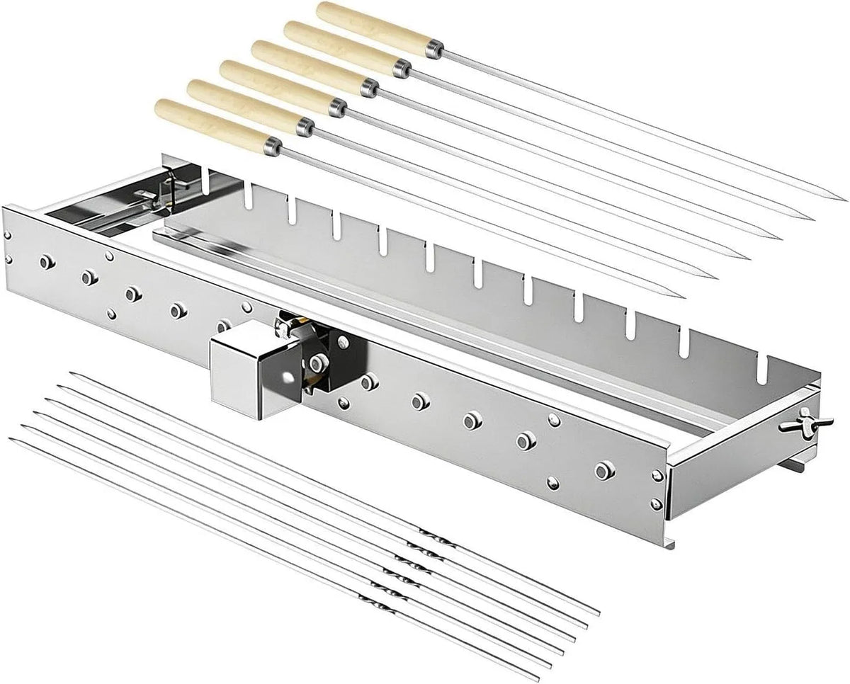 Barbecue met Spiesgrilldraaier Verstelbare Breedte BBQ Draaiplateau met Spiezen