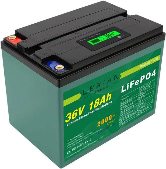 LiFePO4 Accu LiFePO4 met 36 V, 18 Ah, 30 A en 648 Wh, lithium-ijzerfosfaatbatterij voor modelbouw