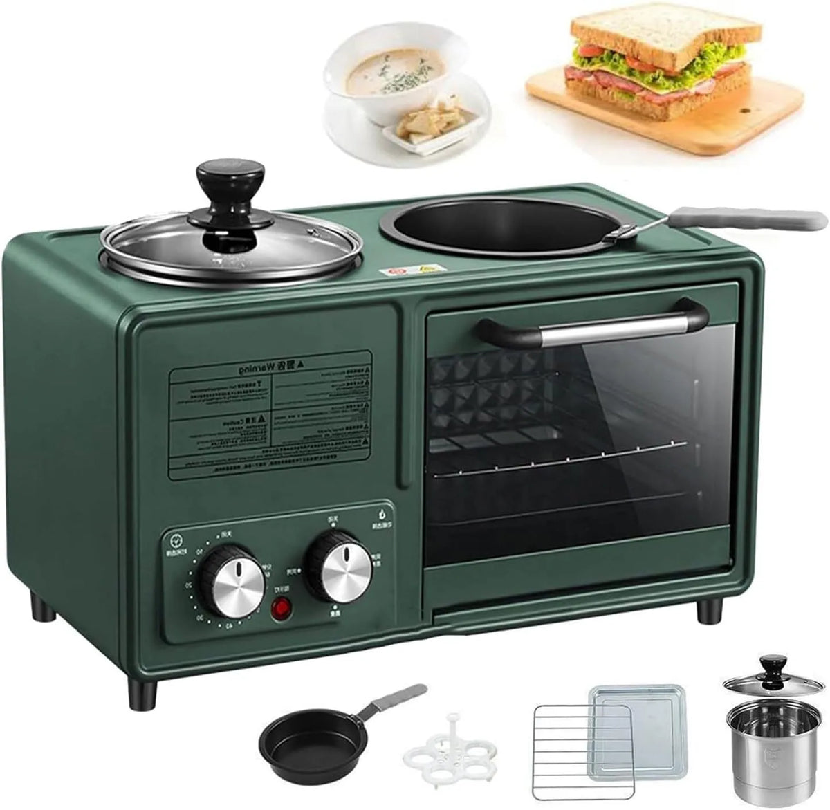 Machine, 4-in-1 multifunctioneel station met antiaanbakpan en kookpot