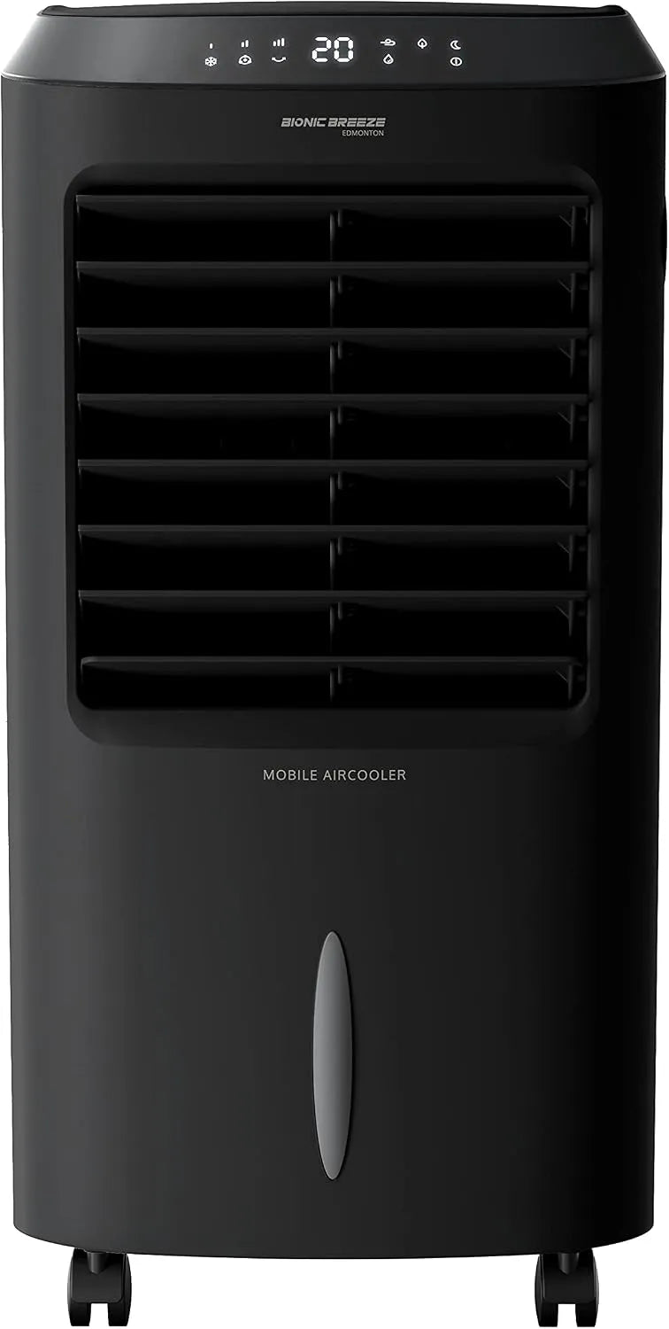 Luchtkoeler en Ventilator met TIMER, afstandsbediening, waterreservoir, oscillatiefunctie en zwart