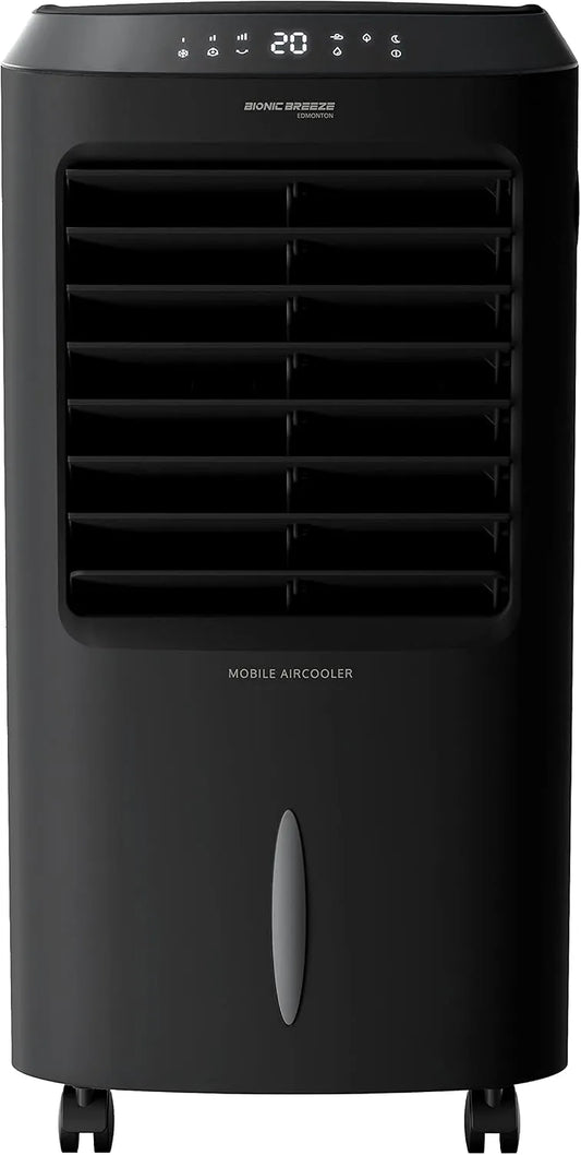 Luchtkoeler en Ventilator met TIMER, afstandsbediening, waterreservoir, oscillatiefunctie en zwart